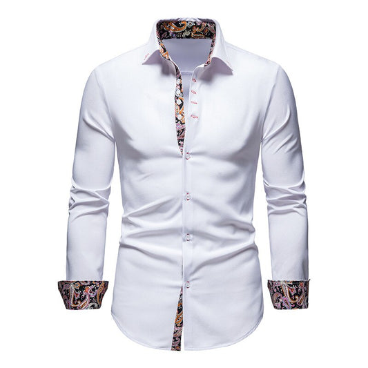 Aless Men's Paisley Dress Shirt White Cotton - OutfitLondon
