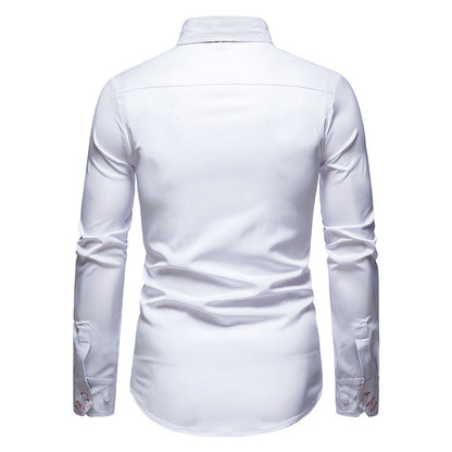 Aless Men's Paisley Dress Shirt White Cotton