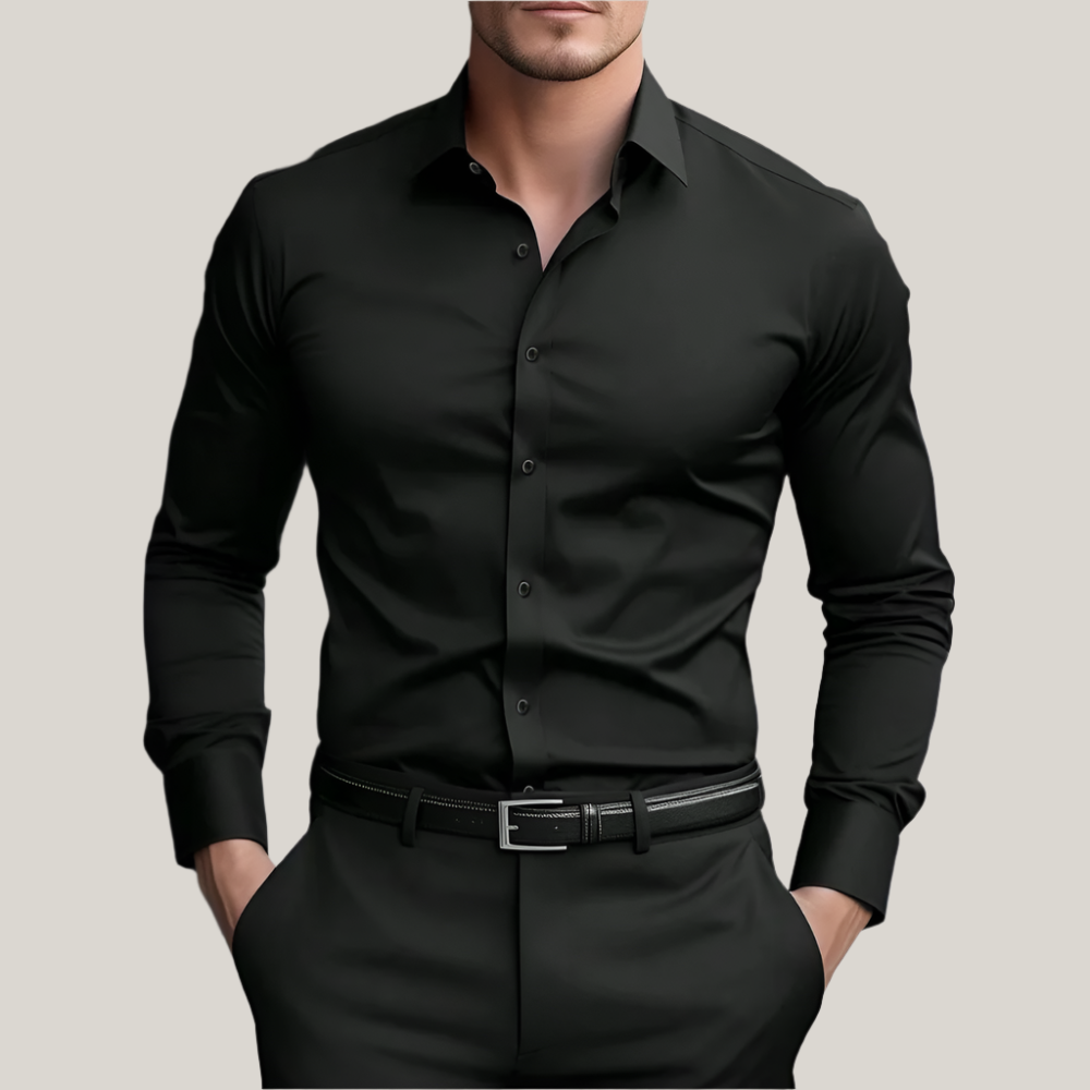 Classic Fit Dress Shirt for Men with Stretch