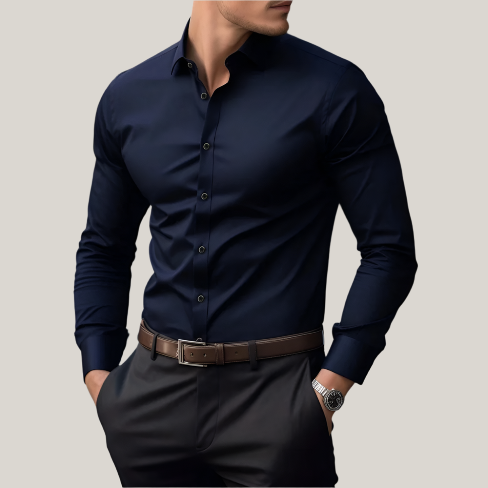Classic Fit Dress Shirt for Men with Stretch
