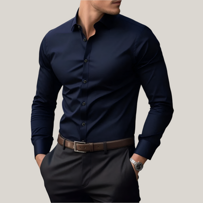 Classic Fit Dress Shirt for Men with Stretch