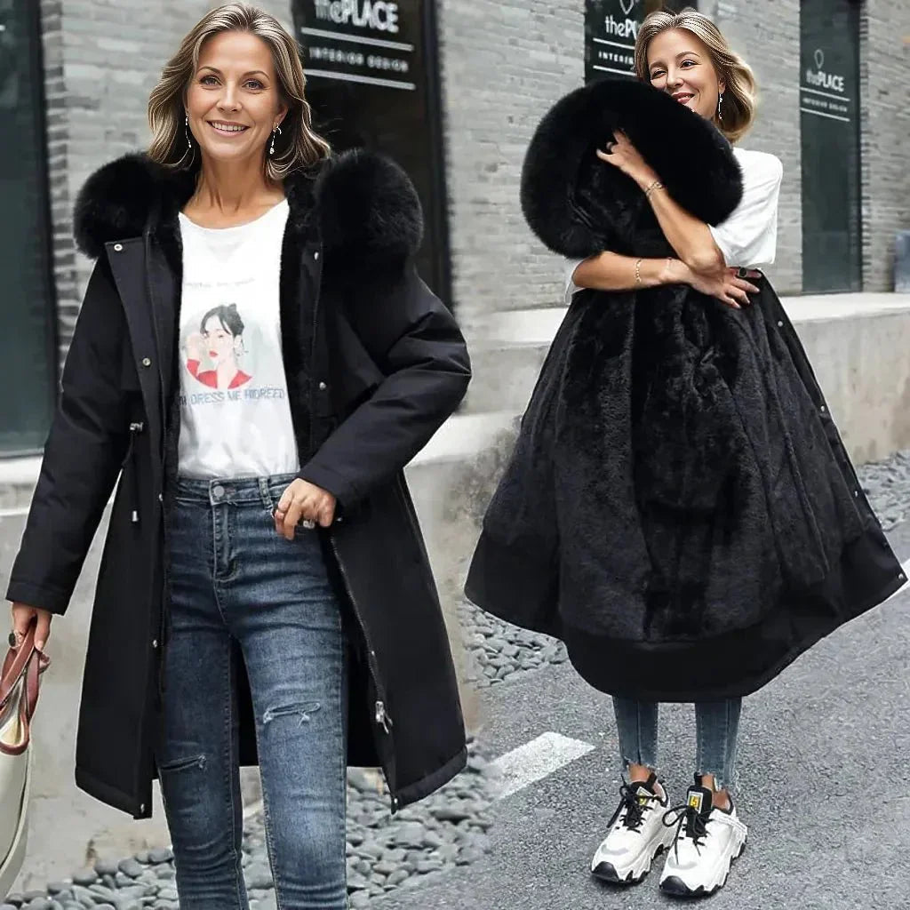 Warm Faux Fur Lined Winter Parka Coat - OutfitLondon