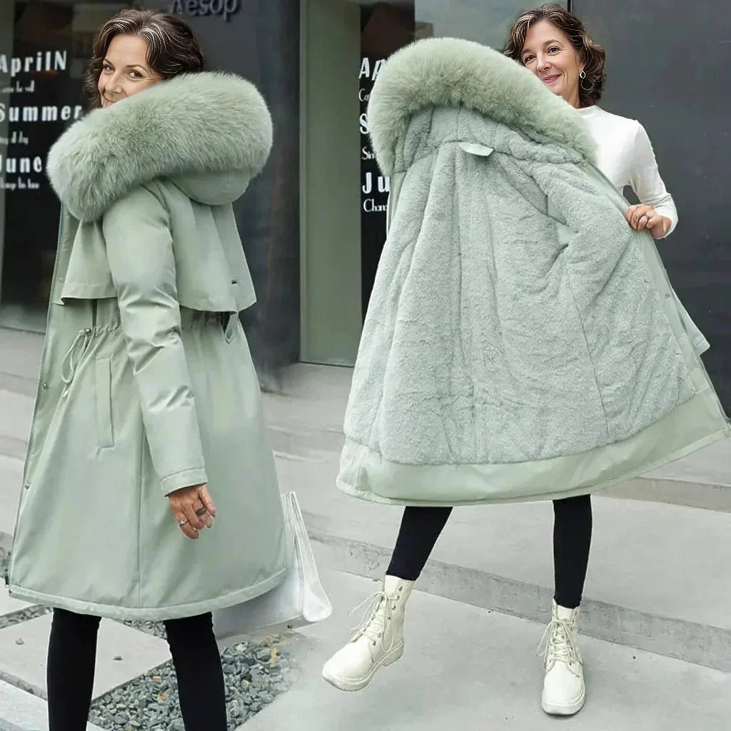 Warm Faux Fur Lined Winter Parka Coat