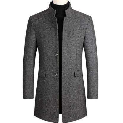Warm Men's Overcoat with Classic Lapel