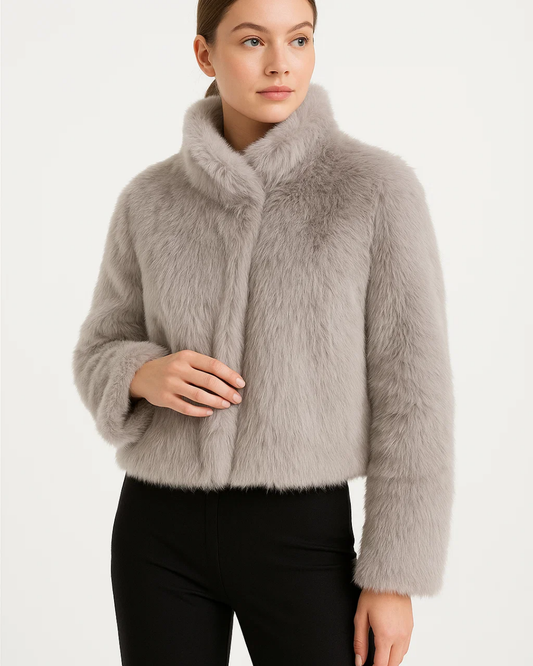 Women's Fur Turtleneck Jacket - OutfitLondon