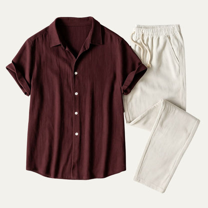 Men's Linen Shirt And Pants Set - OutfitLondon