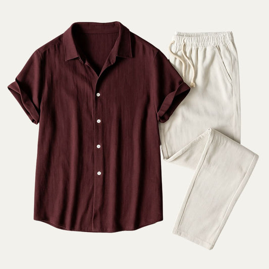 Men's Linen Shirt And Pants Set - OutfitLondon