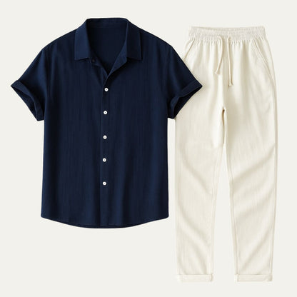 Men's Linen Shirt And Pants Set
