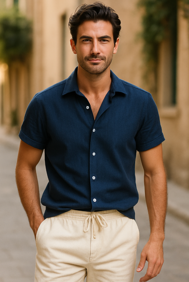 Men's Linen Shirt And Pants Set