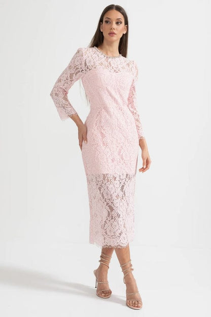Amarisse Women's Lace Maxi Dress Soft Pink