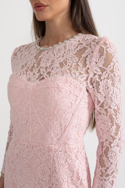 Amarisse Women's Lace Maxi Dress Soft Pink