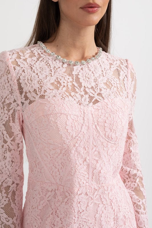 Amarisse Women's Lace Maxi Dress Soft Pink