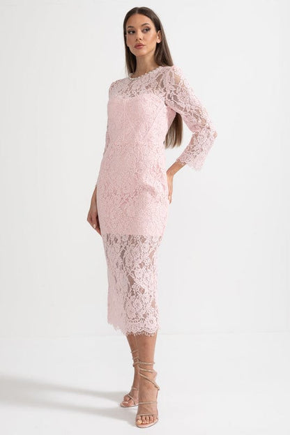 Amarisse Women's Lace Maxi Dress Soft Pink