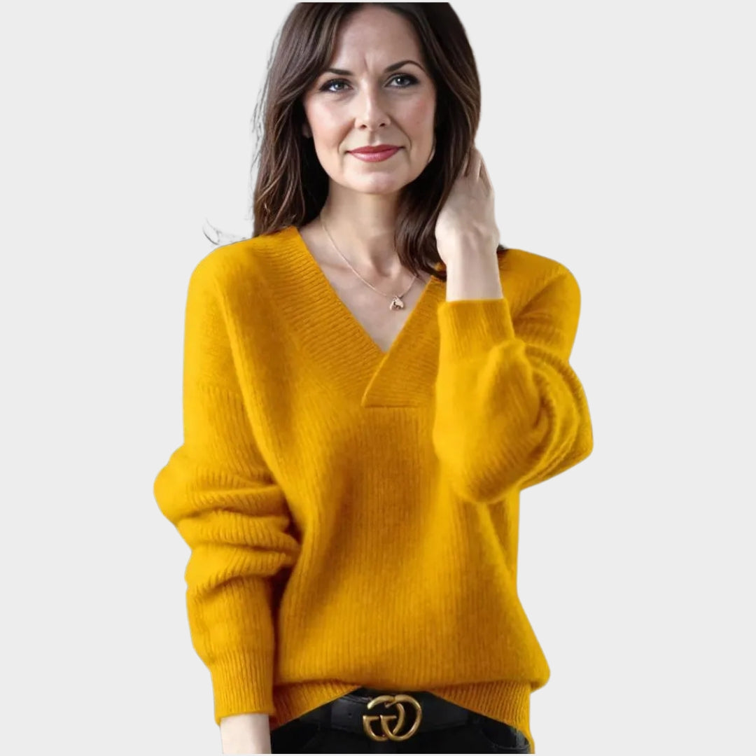 Soft Women's Relaxed Fit V Neck Sweater - OutfitLondon