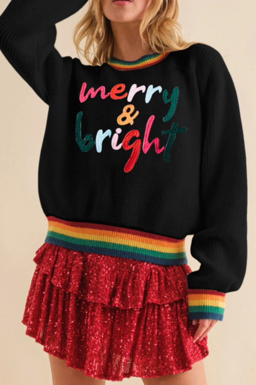 Colorful Women's Festive Knit Sweater - OutfitLondon