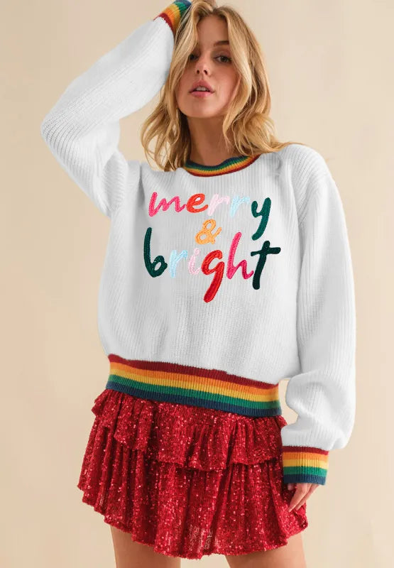Colorful Women's Festive Knit Sweater