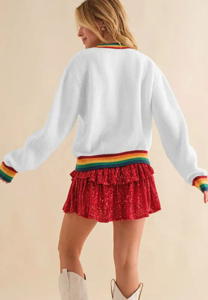 Colorful Women's Festive Knit Sweater
