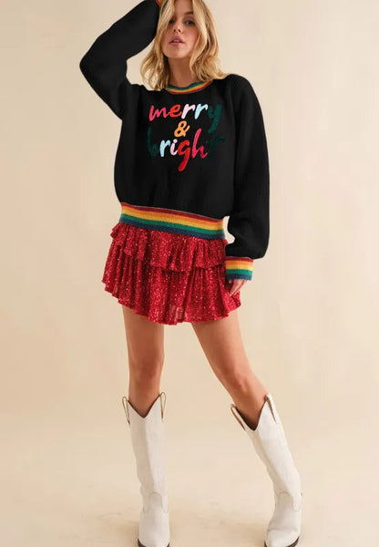 Colorful Women's Festive Knit Sweater