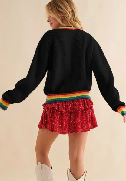 Colorful Women's Festive Knit Sweater