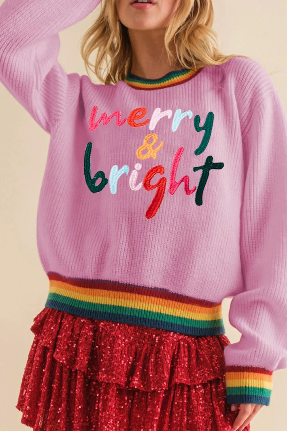 Colorful Women's Festive Knit Sweater