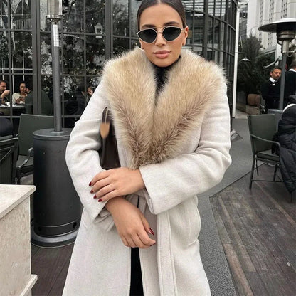 Luxury Women's Fur Trimmed Winter Coat