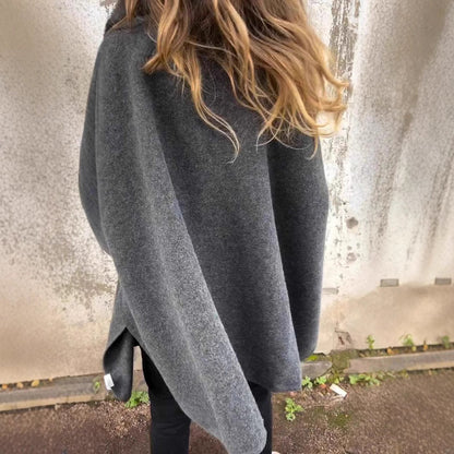 Warm Women's Knit Coat with Faux Fur Trim