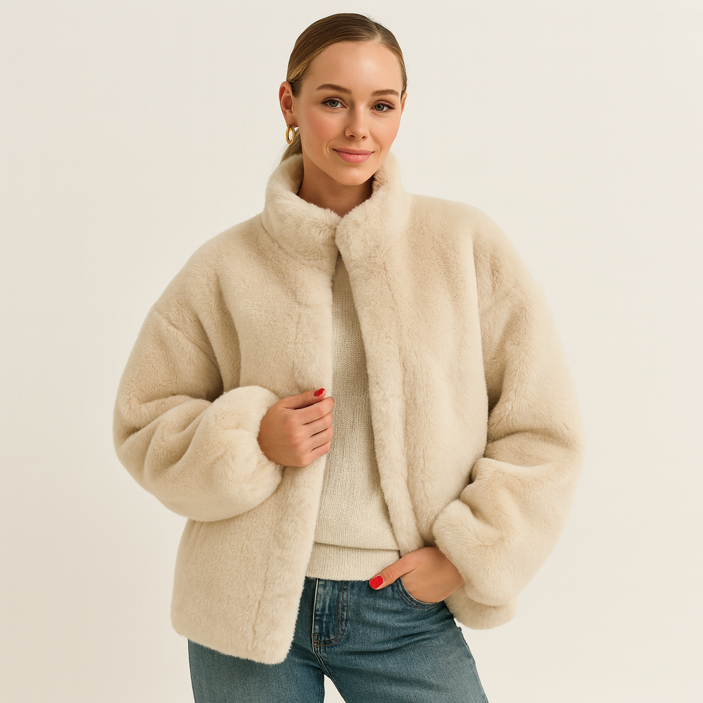 Premium Faux Fur Parka in Beige - OutfitLondon