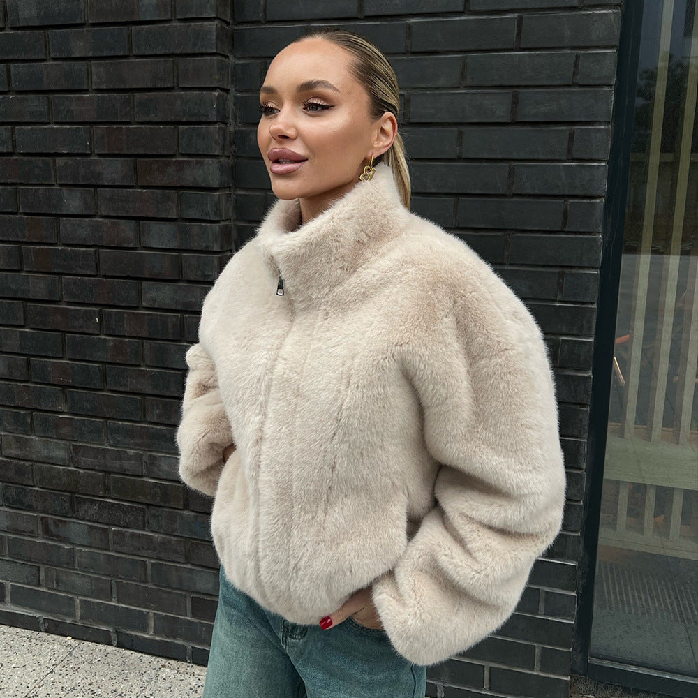 Premium Faux Fur Parka in Beige