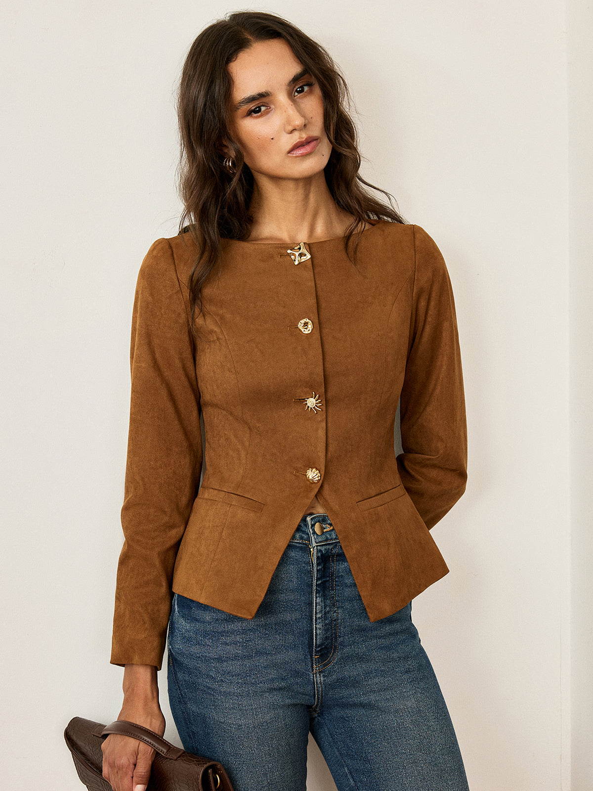 Women's Fitted Suede Short Jacket