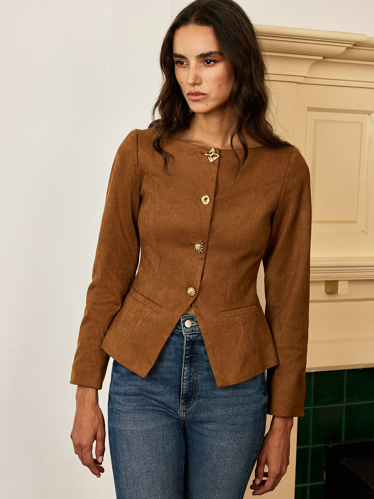 Women's Fitted Suede Short Jacket