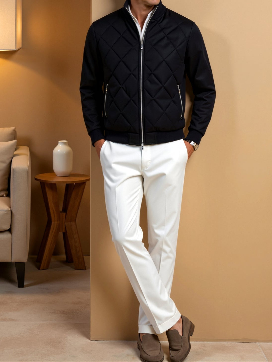Timeless Fit Stand Collar Mens Jacket