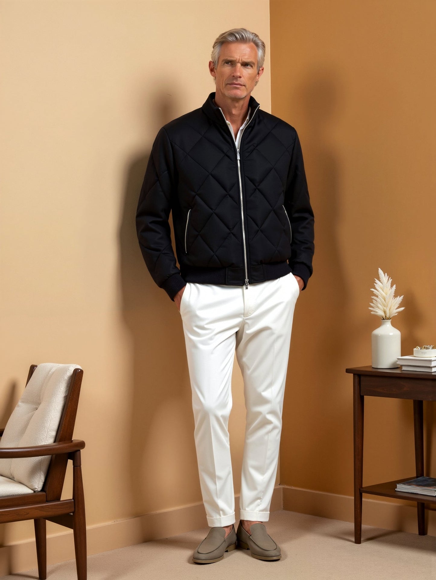 Timeless Fit Stand Collar Mens Jacket