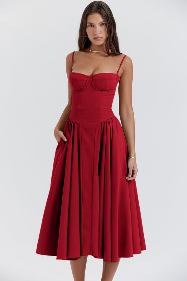 Floral Knee Length Gathered Dress