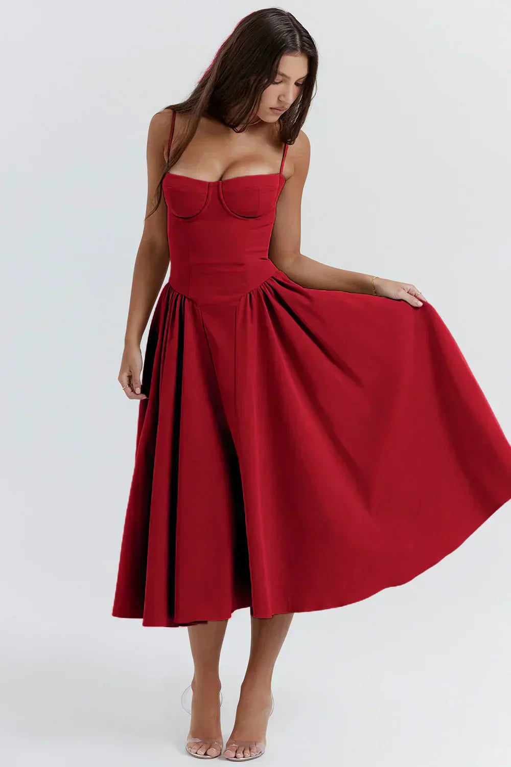 Floral Knee Length Gathered Dress