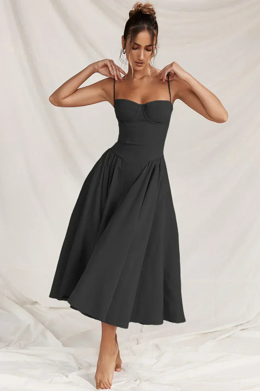 Floral Knee Length Gathered Dress