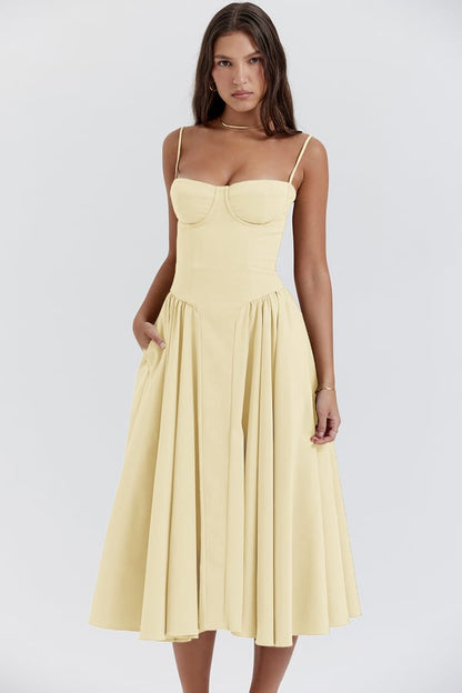 Floral Knee Length Gathered Dress