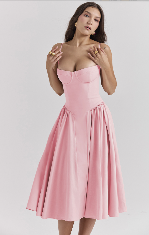 Floral Knee Length Gathered Dress