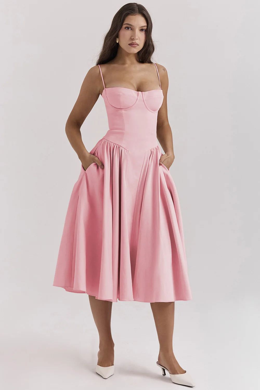 Floral Knee Length Gathered Dress