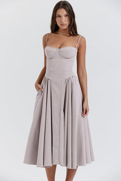 Floral Knee Length Gathered Dress