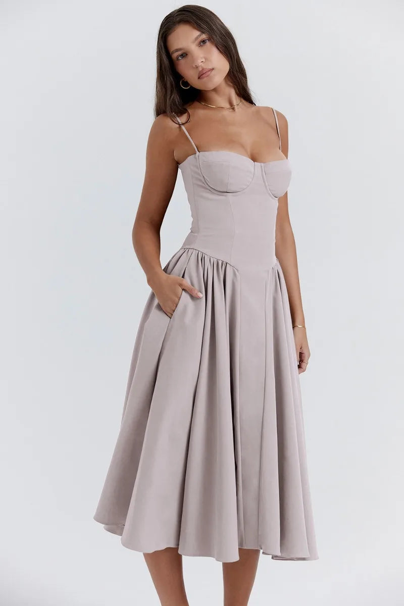 Floral Knee Length Gathered Dress
