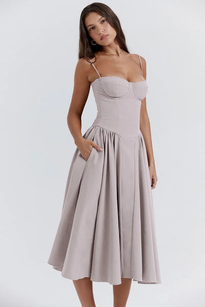 Floral Knee Length Gathered Dress