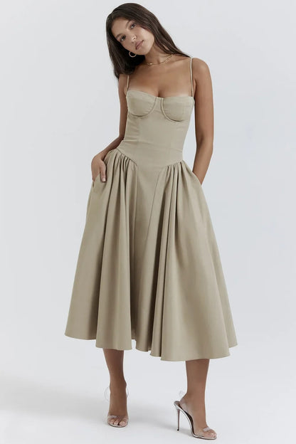 Floral Knee Length Gathered Dress