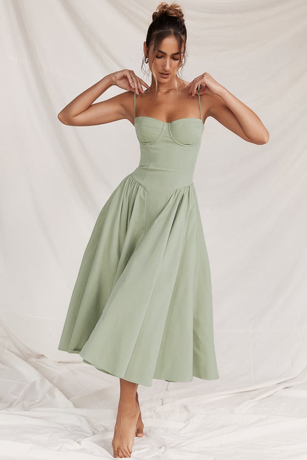 Floral Knee Length Gathered Dress