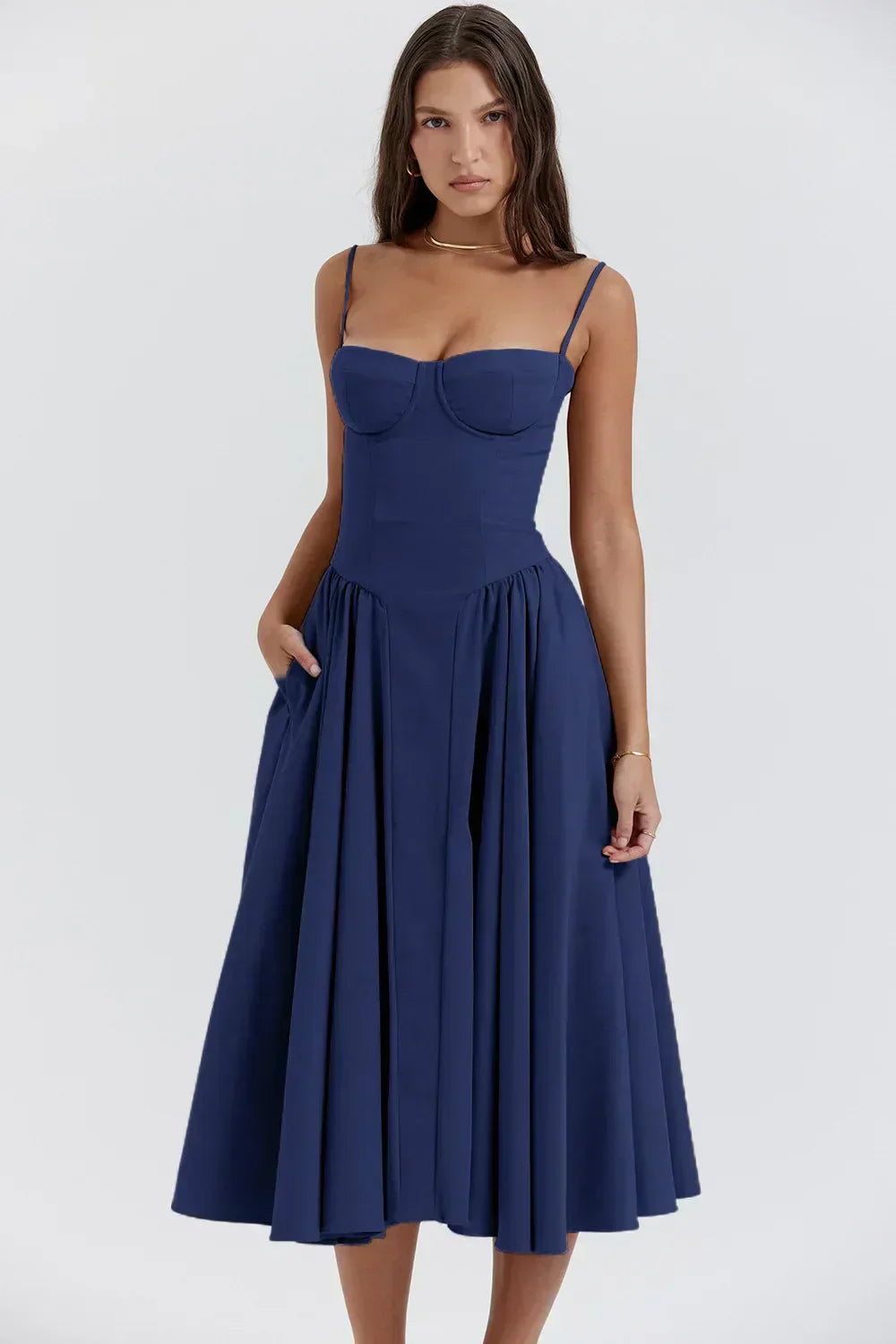 Floral Knee Length Gathered Dress