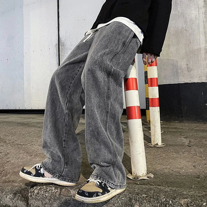 Men's Wide Leg Jeans Baggy Casual Dark Blue