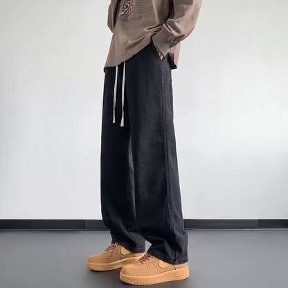 Men's Wide Leg Jeans Baggy Casual Dark Blue