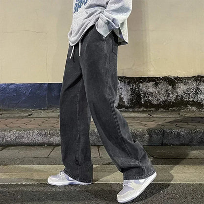 Men's Wide Leg Jeans Baggy Casual Dark Blue