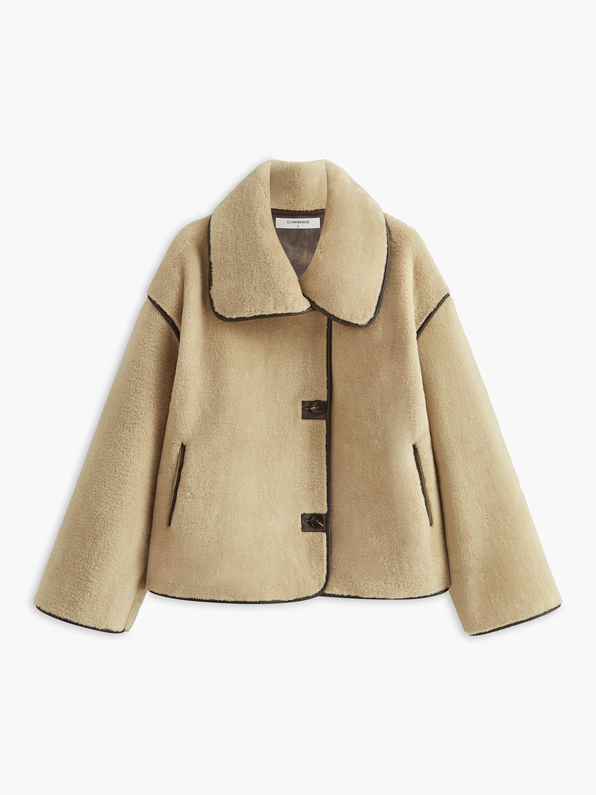 Plush Women's Fleece Lined Winter Coat with Color Block Trim
