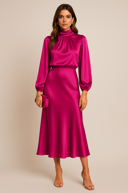 Luxury High Waisted Silk Women's Dress