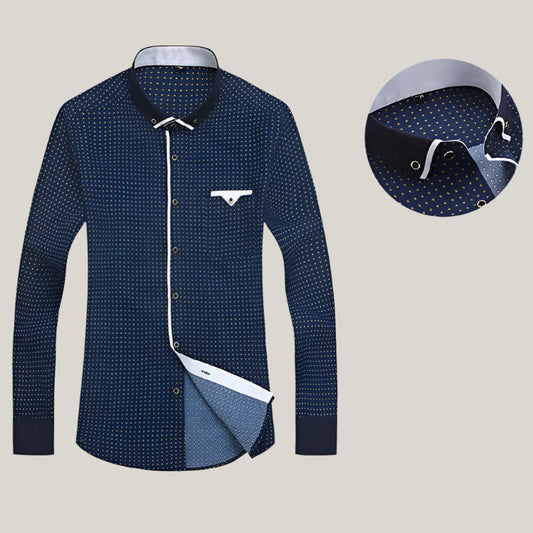 Smart Men's Patterned Dress Shirt - OutfitLondon